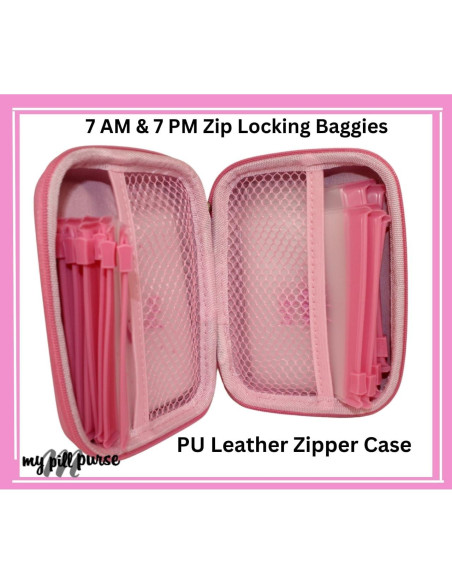 Billetera organizadora de pastillas rosa AM PM HomeBeautyGarden