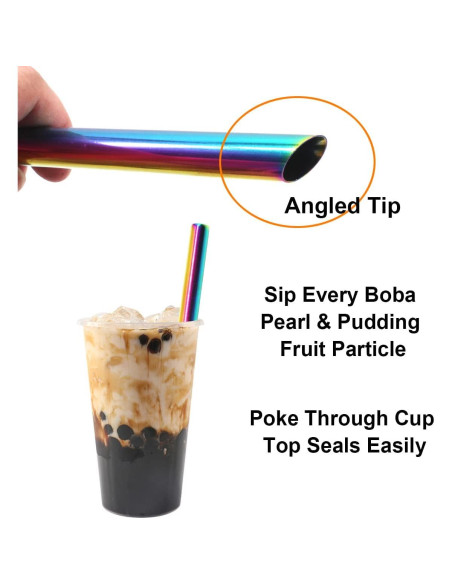 Popotes Reutilizables de Acero Inoxidable Morneve 12mm 2PCS