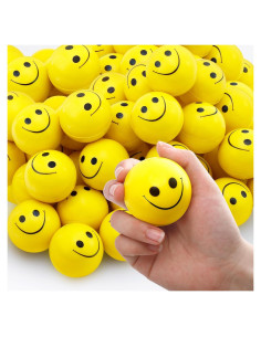 40 Pelotas Antiestrés Amarillas Gabotrie 5 cm Carita Sonriente