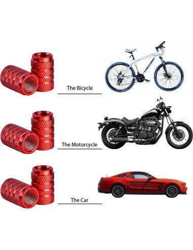 Tapas de Válvula de Neumático Xicyole, 8 Piezas, Rojo, Metal