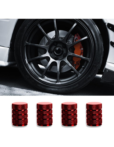 Tapas de Válvula de Neumático Xicyole, 8 Piezas, Rojo, Metal