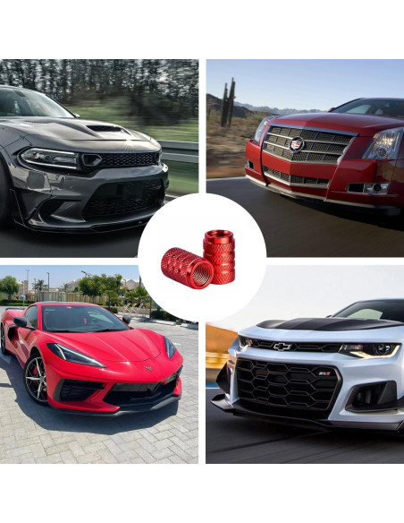 Tapas de Válvula de Neumático Xicyole, 8 Piezas, Rojo, Metal