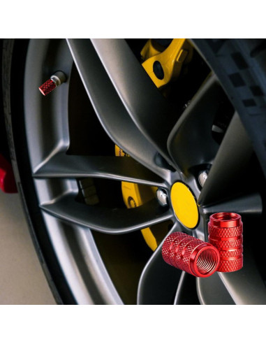 Tapas de Válvula de Neumático Xicyole, 8 Piezas, Rojo, Metal