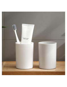 Vasos de baño reutilizables DeTii 300ml irrompibles 2PCS blanco