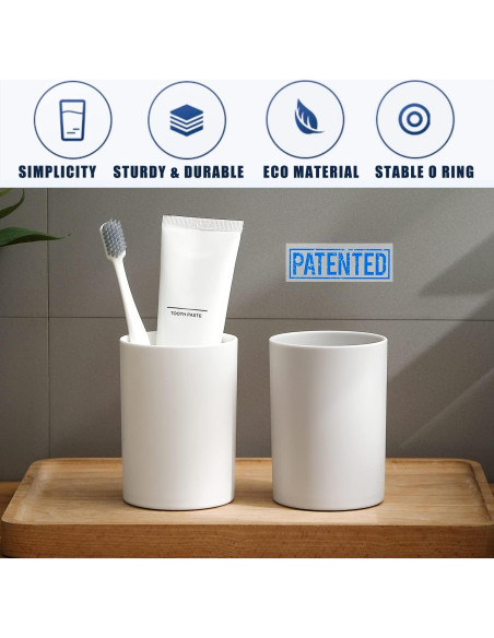 Vasos de baño reutilizables DeTii 300ml irrompibles 2PCS blanco Vasos de baño reutilizables DeTii 300ml irrompibles 2PCS blanco