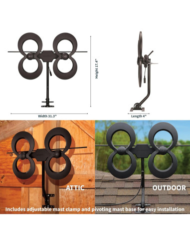 Antena de TV ClearStream 4MAX Completo - Rango 70+ millas