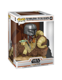 Figura Pop! Deluxe Funko Mandaloriano en Bantha con Niño