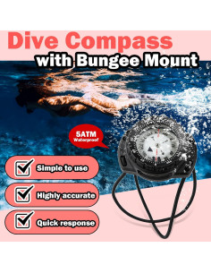 Brújula de Buceo OVOVFANY DC-03 Impermeable 5ATM con Cordón 2
