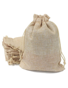 Bolsas de Regalo de Yute Crema Gold Fortune - 50 Paquetes 5x7