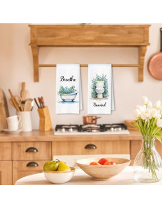 Toallas de Mano Decorativas ArtisaEura Botánicas Azules 60x40 cm 2