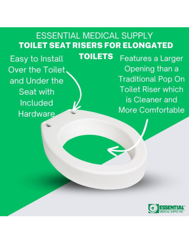 Elevador de Asiento de Inodoro Alargado Suministro Médico 8.9 cm