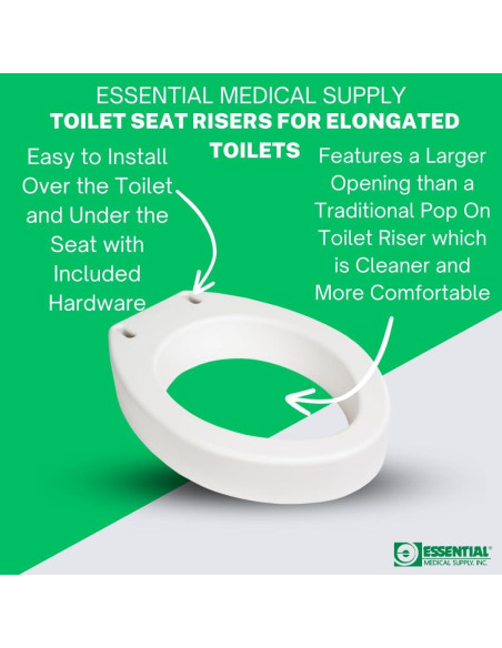 Elevador de Asiento de Inodoro Alargado Suministro Médico 8.9 cm
