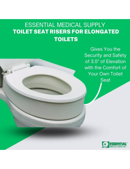 Elevador de Asiento de Inodoro Alargado Suministro Médico 8.9 cm