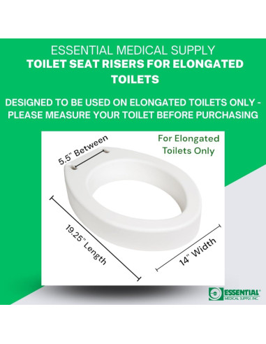 Elevador de Asiento de Inodoro Alargado Suministro Médico 8.9 cm