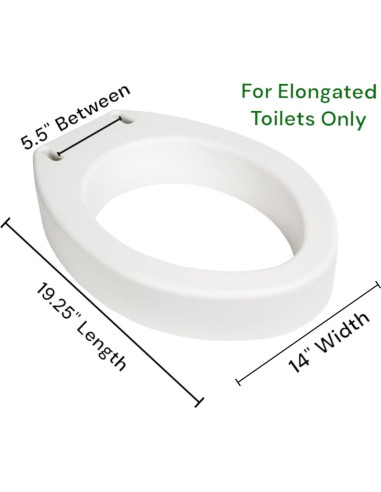 Elevador de Asiento de Inodoro Alargado Suministro Médico 8.9 cm