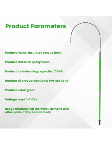 Gancho de Rescate Aislado Mounleve 3.29m 35kV Verde