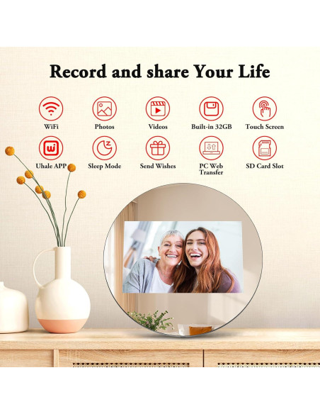 Marco de Foto Digital 10.1" ThankVip K106 Espejo Redondo 32GB