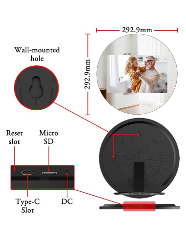 Marco de Foto Digital 10.1" ThankVip K106 Espejo Redondo 32GB