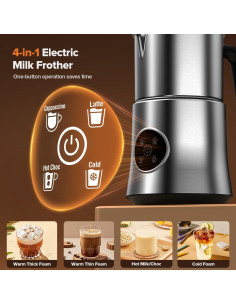 Espumador de Leche Eléctrico PSIIDAN MF06S-T 900ml Acero Inoxidable 2