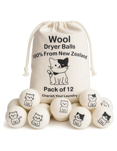 Paquete de 12 Pelotas de Secado de Lana CATHOR XL Antiestáticas