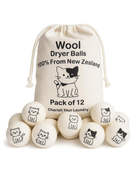 Paquete de 12 Pelotas de Secado de Lana CATHOR XL Antiestáticas