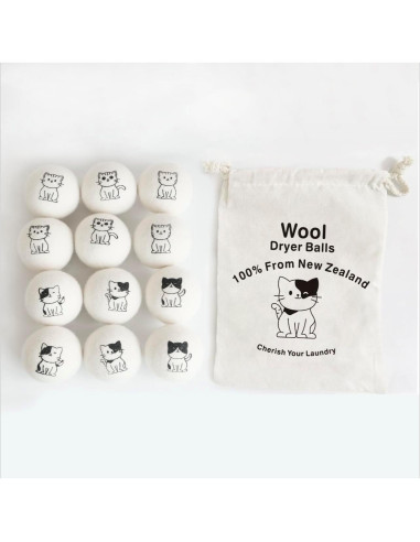 Paquete de 12 Pelotas de Secado de Lana CATHOR XL Antiestáticas