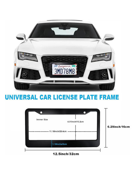 Marco de Placa de Licencia Negro Shutuan - Conjunto de 2 Unidades