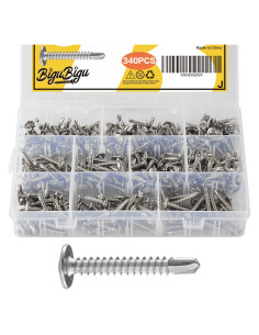 Kit de 340 Tornillos Autoperforantes Acero Inoxidable 410 BIGUBIGU