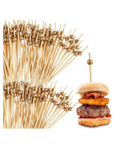 Palillos de Bambú Dorado Ecológicos 100 Unidades 8.89 cm