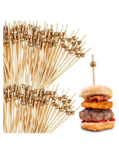 Palillos de Bambú Dorado Ecológicos 100 Unidades 8.89 cm