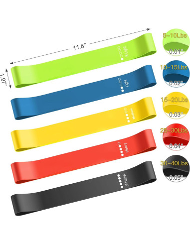 Juego de 5 Bandas de Resistencia XonyiCos de Láttex Natural