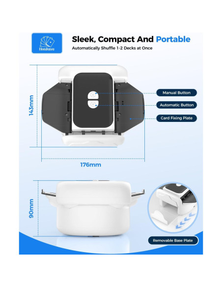 Barajador Automático de Cartas Honlunu TX-666 Recargable 2600mAh