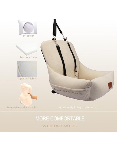 Asiento de Coche para Perros Pequeños WOOAIDAGG Beige 48.3x48.3x50.8cm