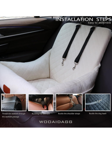 Asiento de Coche para Perros Pequeños WOOAIDAGG Beige 48.3x48.3x50.8cm