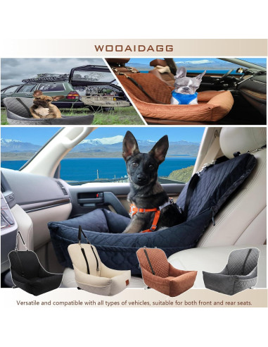 Asiento de Coche para Perros Pequeños WOOAIDAGG Beige 48.3x48.3x50.8cm