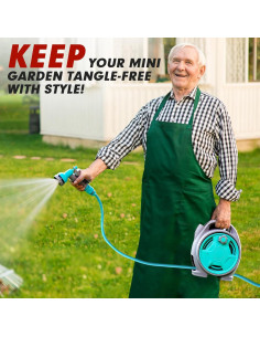 Carrete de Manguera de Jardín KURTEP 50 pies Azul con Boquilla 6 Patrones 2