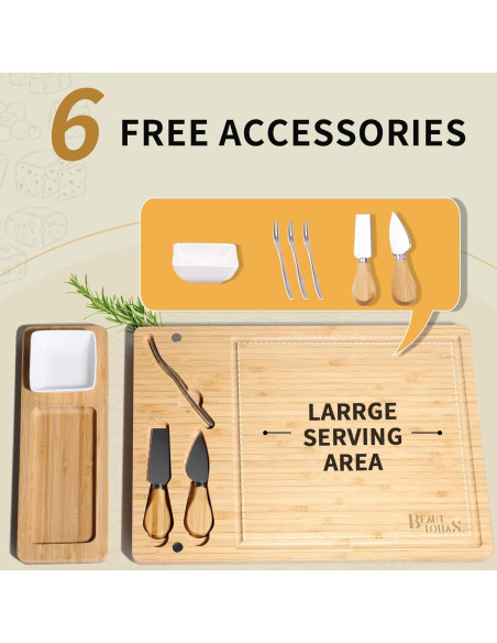 Tabla de Charcutería de Bambú con Cuchillos y Tazón - BEAUTLOHAS