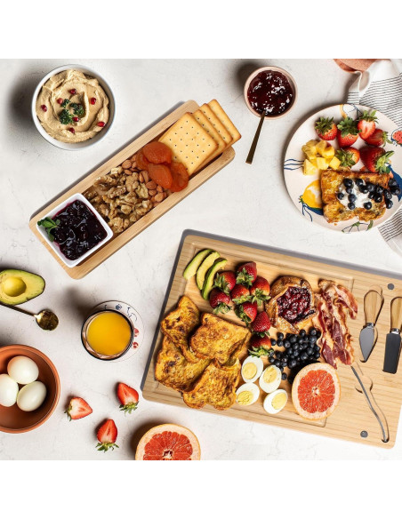 Tabla de Charcutería de Bambú con Cuchillos y Tazón - BEAUTLOHAS