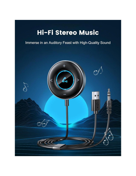 Adaptador Bluetooth 5.3 AUX RIWUSI para Coche 3.5mm