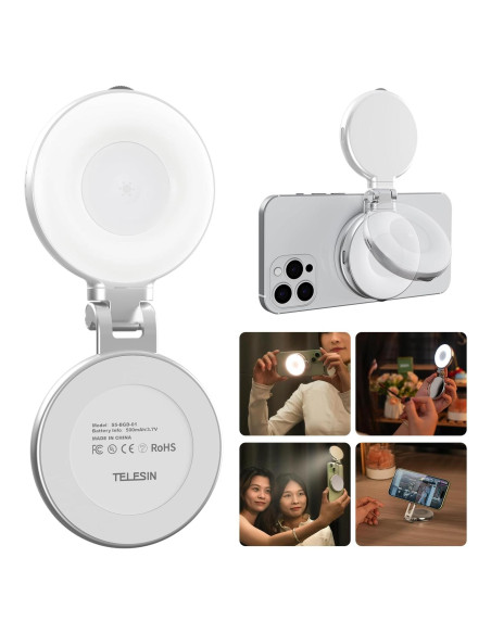 Luz de Selfie Magnética TELESIN C03 con Espejo y 360