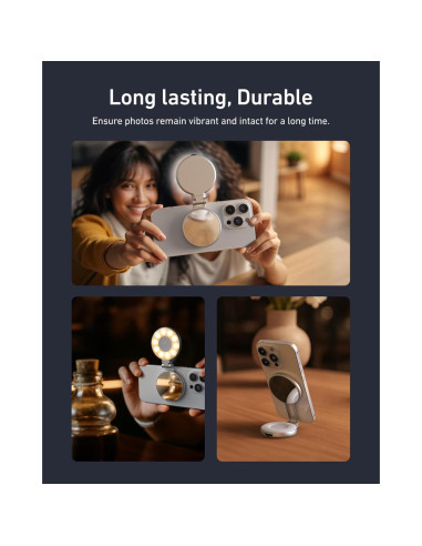 Luz de Selfie Magnética TELESIN C03 con Espejo y 360