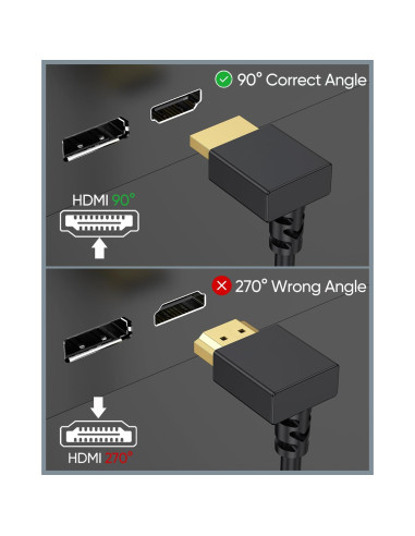 Cable HDMI 2.1 en ángulo recto ZeniKon 1.0m 8K 60Hz