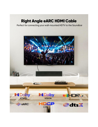 Cable HDMI 2.1 en ángulo recto ZeniKon 1.0m 8K 60Hz