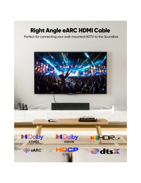 Cable HDMI 2.1 en ángulo recto ZeniKon 1.0m 8K 60Hz