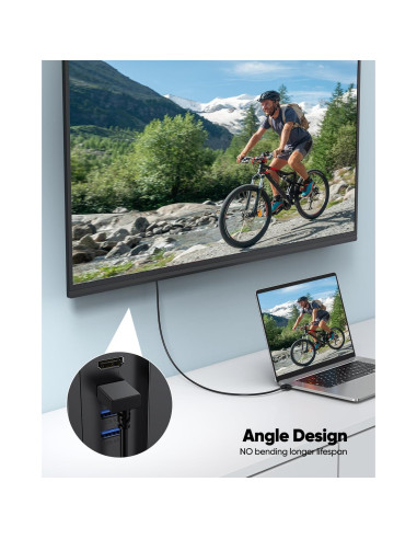 Cable HDMI 2.1 en ángulo recto ZeniKon 1.0m 8K 60Hz