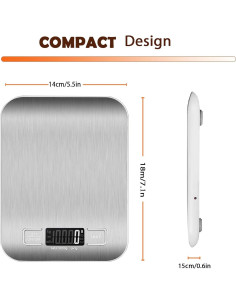 Báscula de Cocina Digital CX2012, 5kg, Acero Inoxidable 2