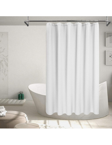 Cortina de Ducha Barossa Design Algodón Waffle Blanca 182.88 cm