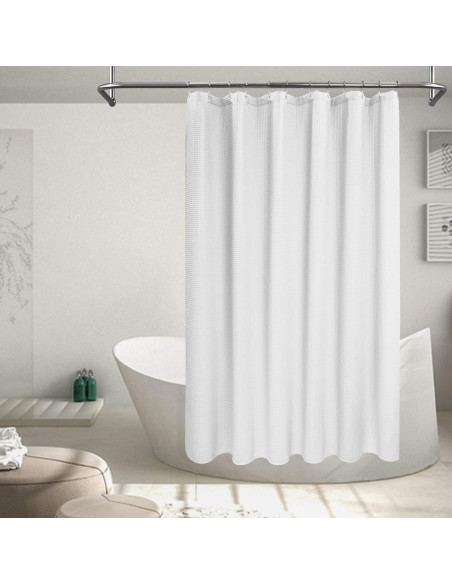 Cortina de Ducha Barossa Design Algodón Waffle Blanca 182.88 cm