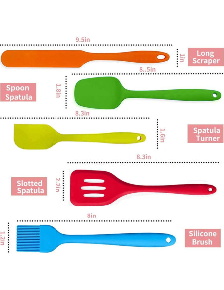 Juego de 5 Espátulas de Silicona Suntchen - Antiadherente y Resistente al Calor
