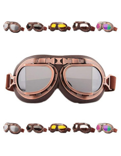 Gafas de Moto Vintage Peicees Cobre Lentes Plata